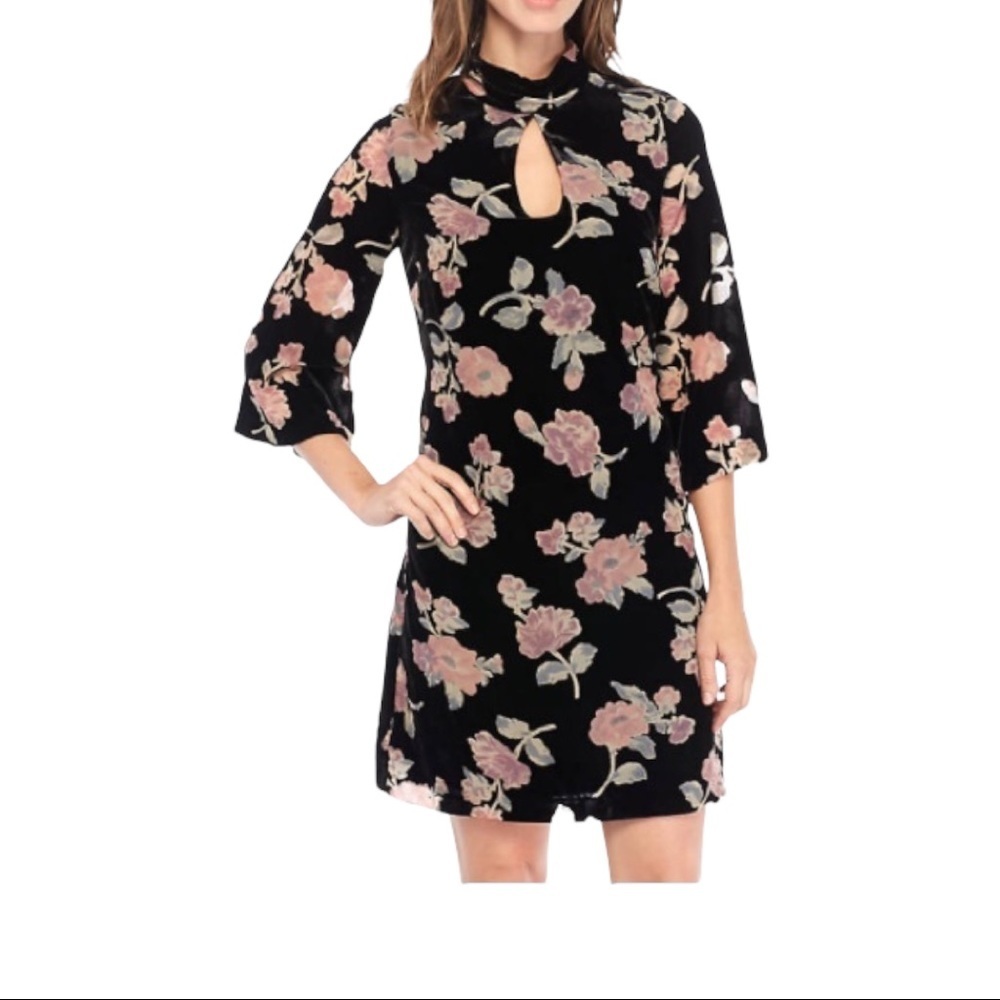 Nanette Lepore long sleeve burnout velvet  flutter sleeve dress